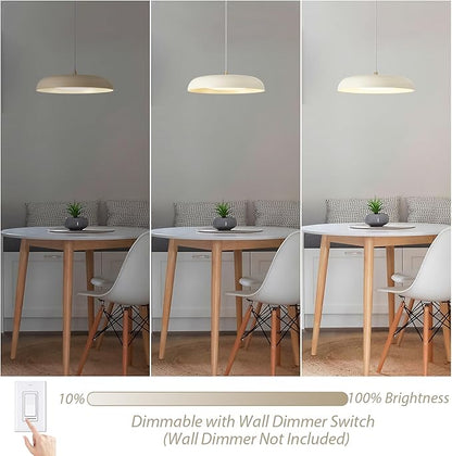 BISAMIYA Modern Kitchen Island Pendant Light - 15.7” Dimmable LED Ceiling Light with Brass Accents, 2000 Lumens Warm White for Dining Room & Living Room