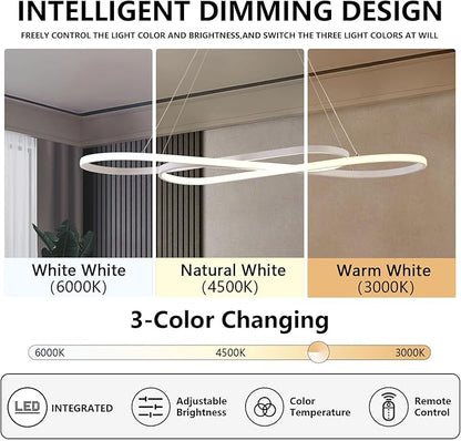 Led Pendant Lights for Kitchen Island Pendant Light Dining Room Chandelier Light Fixture, Dimmable Modern Led Chandelier,Adjustable Height Music Note Shape Modern Ceiling Light Fixture