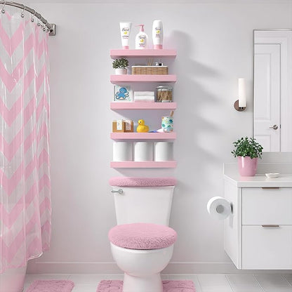 Sorbus Floating Shelves for Wall – 16 Inch Floating Shelf for Kitchen, Bedroom, Living Room, Bathroom, Home & Wall Decor - Mounted Bathroom Shelves with Invisible Brackets (Soft Pink, 2 Pack)