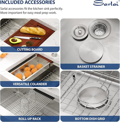 Sarlai ADA Undermount Kitchen Sink, 30 Inch Undermount Workstation Kitchen Sink 6-Inch Low Depth ADA Compliant Single Bowl 16 Gauge Stainless Steel 30x18 Inch Under Mount Handmade Sinks Basin