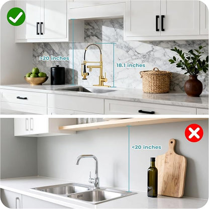 LED Kitchen Faucet with Pull Down Sprayer - Brushed Gold Single Handle Commercial Kitchen Faucets, 2-Spout Stainless Steel Spring Pull Out Kitchen Sink Faucet 1/3 Hole with Deck Plate