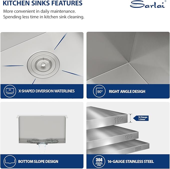Sarlai 25 Inch Laundry Sink - 25x22 Drop In Kitchen Sink Utility Laundry 12 Inch Deep Sinks Topmount Single Bowl Stainless Steel Room Utility Tub Sinks Basin