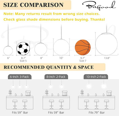 Bagood 8" Globe Pendant Light Gold Mid Century Modern Light Fixture Clear Glass Pendant Lights Kitchen Island Modern Pendant Lights Brushed Brass Finished with Clear Glass Lampshade for Bedroom