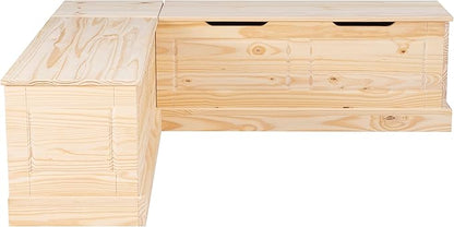 Linon Harris Unfinished Wood Backless Nook with Interior Storage
