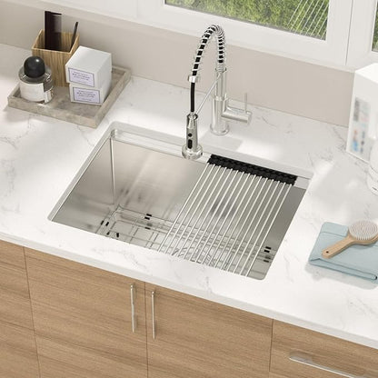 24 Laundry Sink Undermount - 24x18x12 Inch Laundry Utility Sink 12 Inch Extra Deep Single Bowl 16 Gauge Stainless Steel Kitchen Sinks Utility Room Sinks Workstation Basin