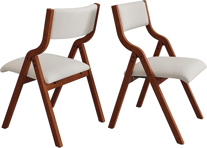 YOPTO Folding Wooden Chairs Set of 2 with Padded Seat,Portable Dining Chairs W/Ergonomically Designed Back and Cushion,for Dining Room,Restaurant,Kitchen,Office