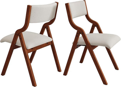 YOPTO Folding Wooden Chairs Set of 2 with Padded Seat,Portable Dining Chairs W/Ergonomically Designed Back and Cushion,for Dining Room,Restaurant,Kitchen,Office
