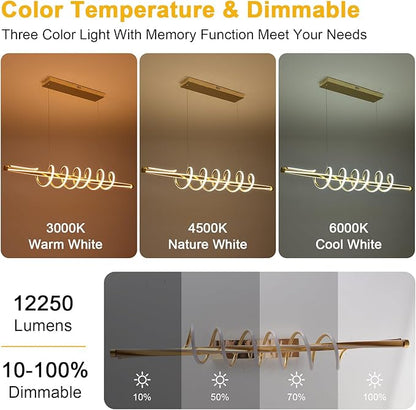 Modern Led Pendant Light, Black Led Chandelier for Dining Room,Modern Chandelier Dining Room Lighting Fixture Dimmable with Remote,Minimalist Kitchen Island Lighting Height Adjustable