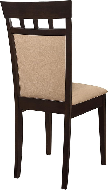 Coaster Home Furnishings - Gabriel - Wood & Fabric - Armless Dining Chairs with Geometric Wooden Back - Home Kitchen & Dining Room - Set of 2 - Cappuccino - 100773