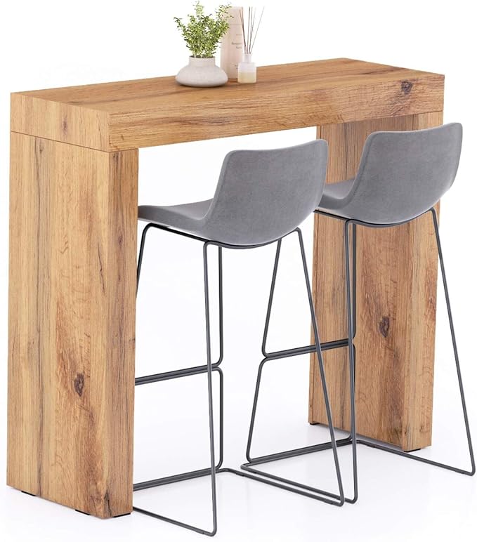 Mobili Fiver, Evolution High Table 47.2 x 15.7 in, Rustic Oak, Made in Italy