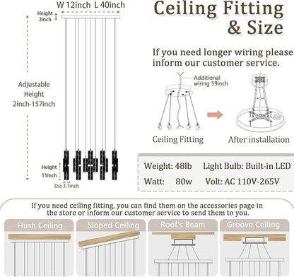 ykolupty Modern Rectangle Chandelier 16-Lights Crystal Chandeliers LED Dimmable Gold Linear Chandelier Flush Mount Crystal Pendant Light for Living Room Dining Room Foyer
