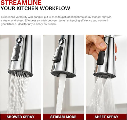 sumerain Touchless Kitchen Faucet with Pull-Down Sprayer,Single Handle Hands-Free Motion Sensor Kitchen Sink Faucet 360 Degree Swivel,Chrome