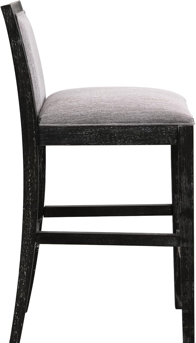 of 2 Bar Stools, 30.5 Inch. Fabric Upholstery and Rubberwood Frame. Retro Chairs for Kitchen Island, Bedroom, Dining. Soft Seating 2 30.5" Stools. Frame with Cozy Cushion. Kitchen, Dining Room.