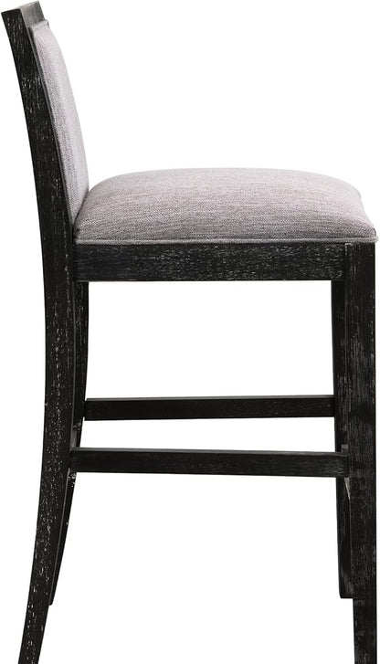 of 2 Bar Stools, 30.5 Inch. Fabric Upholstery and Rubberwood Frame. Retro Chairs for Kitchen Island, Bedroom, Dining. Soft Seating 2 30.5" Stools. Frame with Cozy Cushion. Kitchen, Dining Room.
