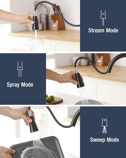 AIMADI Touchless Kitchen Faucet with Pull Down Sprayer,Matte Black Smart Motion Sensor Sink Faucet,Single Handle High Arc Farmhouse Kitchen Faucet