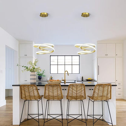 Modern Pendant Lights Gold Pendant Light Irregular Streamline LED Chandelier Adjustable Height Pendant Lighting for Kitchen Island Dining Room Bedroom Living Room Corridor Hallway Foyer
