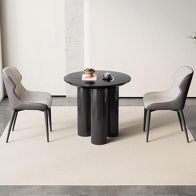 Guyii 29.92" Black Dining Table, Modern Round Kitchen Table, Small Indoor End Table for Kitchen, Bar, Living Room, Small Space, Easy Assembly, Table Only