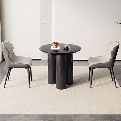 Guyii 29.92" Black Dining Table, Modern Round Kitchen Table, Small Indoor End Table for Kitchen, Bar, Living Room, Small Space, Easy Assembly, Table Only
