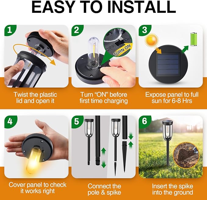 Barleit Solar Lights Outdoor 8 Pack, Solar Pathway Lights, Solar Lights Outdoor Waterproof IP65, Bright Auto On/Off Driveway Patio Light, Solar Garden Lights Landscape Lighting for Walkway Lawn Yard
