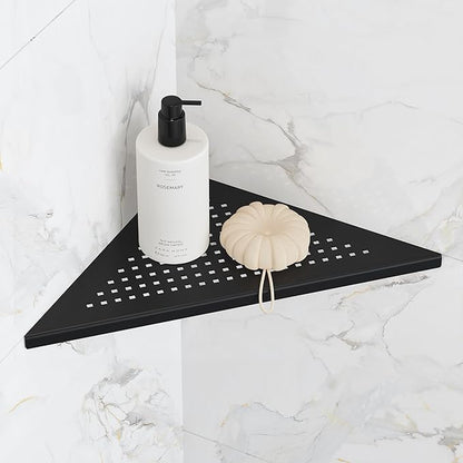 Qeke Bathroom Corner Shelf, Recessed 10" Shower Shelf Caddy, SUS304 Stainless Steel Shelf Wall Mount Triangular, No Drilling, Matte Black