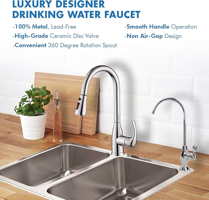 APEC Water Systems Faucet-CD-Coke Kitchen Drinking Water Ceramic Disc Luxury Designer Faucet, Non-Air Gap Lead-Free, Chrome Coke