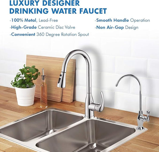 APEC Water Systems Faucet-CD-Coke Kitchen Drinking Water Ceramic Disc Luxury Designer Faucet, Non-Air Gap Lead-Free, Chrome Coke