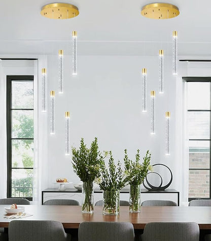 Modern Crystal Chandelier for Kitchen Island 5-Lights LED Pendant Lights Lighting for Dining Room Dimmable Ceiling Hanging 3000K-6000K