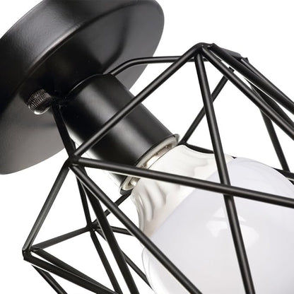 KOONTING Retro Vintage Industrial Flush Mount Ceiling Light, Mini Painting Metal Pendant Light Ceiling Light Fixture for Hallway Stairway Bedroom Kitchen, Black.