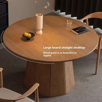 GVAwood Ash Solid Wood Round Dining Table. 59.1x59.1x29.5 inch / 150x150x75 cm/Natural Wood Color / 1.5-Meter Dining Table