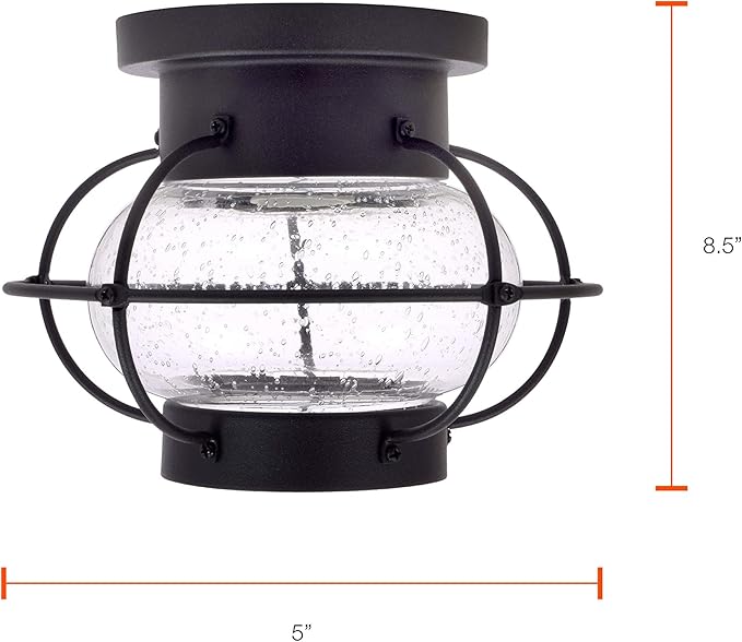 LEDVANCE Sylvania Vintage Essex Cage Light Fixture, Semi-Flush Mount, Matte Black Finish, 1 60W LED Dimmable A19 Bulb Included (60115) (Pack of 2)
