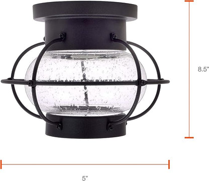 LEDVANCE Sylvania Vintage Essex Cage Light Fixture, Semi-Flush Mount, Matte Black Finish, 1 60W LED Dimmable A19 Bulb Included (60115) (Pack of 2)
