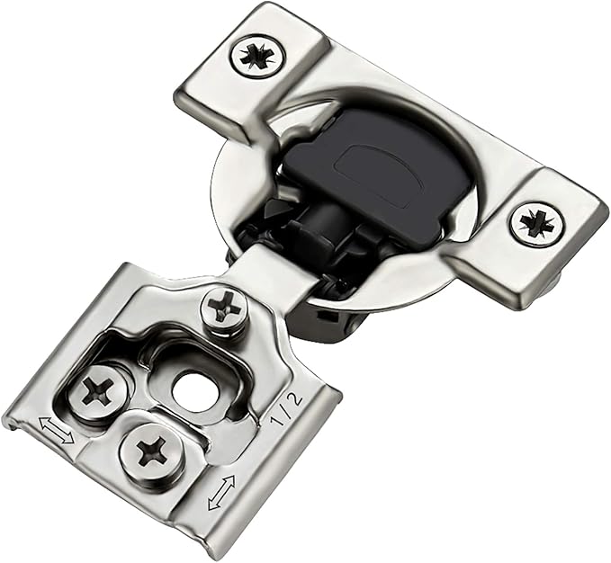 Ravinte 60 Pack (30 Pairs) 1/2 Inch Overlay Soft Close Hinges for Kitchen Cabinets - Satin Nickel Hidden Concealed Hinge, Stainless Steel, Self Closing