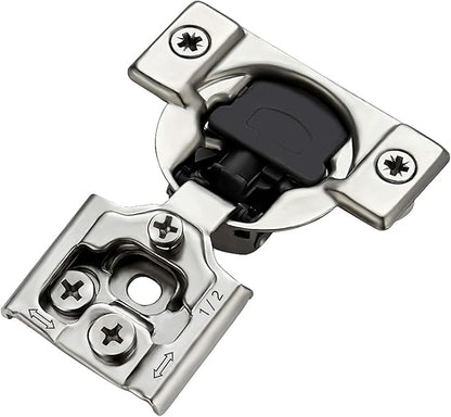 20 Pack 10 Pairs 1/2 inch Overlay Soft Close Hinges for Kitchen Cabinet Hinges Satin Nickel Hidden Hinges Stainless Steel Concealed Hinge self Closing