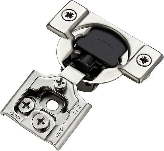 Ravinte 6 Pack 3 Pairs 1/2 inch Overlay Soft Close Hinges for Kitchen Cabinet Hinges Satin Nickel Hidden Hinges Stainless Steel Concealed Hinge self Closing