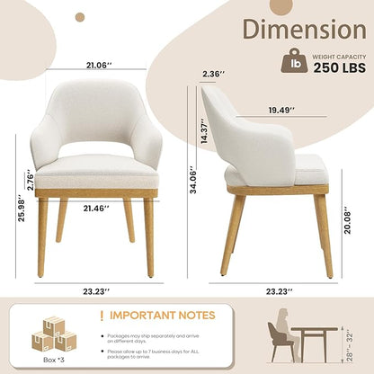 MALOL Wooden Dining Chairs Set of 6, Modern Fabric Upholstered Dining Room Chair, Kitchen Side Chairs, Farmhouse Dinner Chair with Open Back for Kitchen, Beige