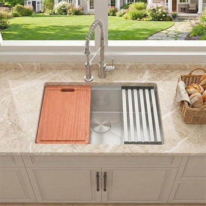 Undermount Kitchen Sink 27 inch,16 Gauge Stainless Steel Workstation Sink,Deep and Large Single Bowl Kitchen Sinks (27" X 18")