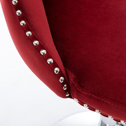 Rhomtree Velvet Swivel Bar Stools with Button Tufted Back and Pull Ring Height Adjustable Barstools 25-33 Inch for Home Pub and Kitchen Island (Burgundy with Silver Base, Set of 4)