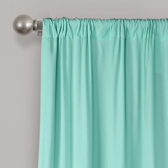 Lush Decor Allison Ruffle Light Filtering Window Curtain Panels Pair 40" W x 84" L Aqua - Coquette Curtains for Bedroom - Drapes - Ruffle Curtains Kids