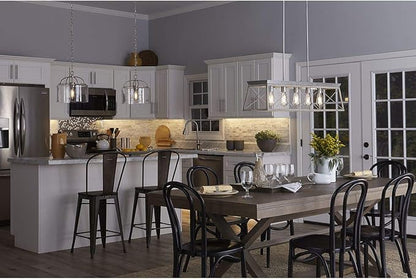 Progress Lighting Briarwood Collection 5-Light Dining Room Light Fixture, Farmhouse Style Modern Chandelier for Kitchen and Dining Room, 38" by 9", Bleached Oak