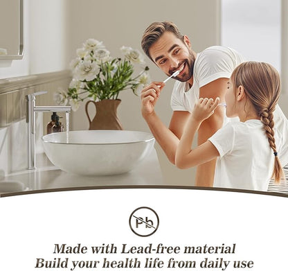 Phiestina Chrome 1 Hole Tall Bathroom Vessel Sink Faucet, Single Hole Single Handle High Bathroom Faucet, with Pop Up Drain and Water Supply Line,FH01-C-V
