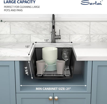 Sarlai 18 Black Kitchen Sink Granite Composite - 18 x 18 inch Bar Prep Workstation Sink Black Granite Composite Quartz Undermount Single Bowl Rectangular RV Camper Sinks Basin