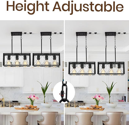 Black Plug in Pendant Light，3-Light Dining Room Light Fixture Over Table,Plug in Ceiling Light for Kitchen Sink，Industrial Metal Kitchen Pendant Lighting Over Island.