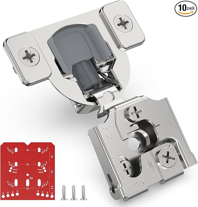 Chibery 10 Pack 3/4" Overlay 3D Soft Close Concealed Hinge for Face Frame Door, Self Closing Hinges, 105° Smooth Slow Close Quite, Hidden Stainless Steel Hinge for Kitchen Cabinet Door, Satin Nickel
