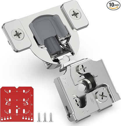 Chibery 10 Pack 3/4" Overlay 3D Soft Close Concealed Hinge for Face Frame Door, Self Closing Hinges, 105° Smooth Slow Close Quite, Hidden Stainless Steel Hinge for Kitchen Cabinet Door, Satin Nickel