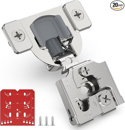 Chibery 20 Pack 3/4" Overlay 3D Soft Close Concealed Hinge for Face Frame Door, Self Closing Hinges, 105° Smooth Slow Close Quite, Hidden Stainless Steel Hinge for Kitchen Cabinet Door, Satin Nickel