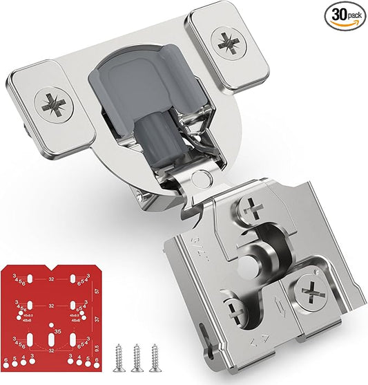 Chibery 30 Pack 3/4" Overlay 3D Soft Close Concealed Hinge for Face Frame Door, Self Closing Hinges, 105° Smooth Slow Close Quite, Hidden Stainless Steel Hinge for Kitchen Cabinet Door, Satin Nickel