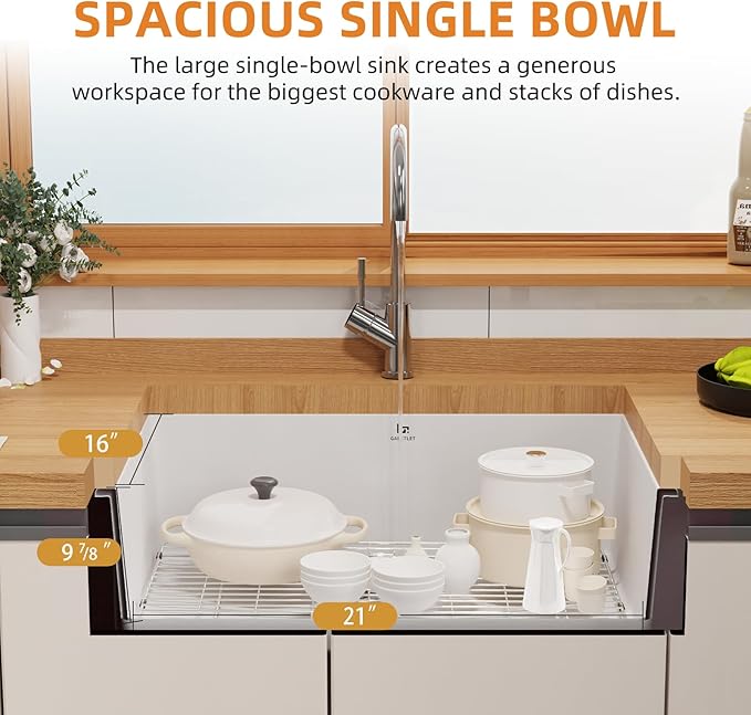 Quartz Kitchen Sink, 23 Inch White Undermount Kitchen Sinks, Deep Single Bowl Granite Composite Sink, Modern Sinks Providing Complete Accessories, Spacious Workspace and Easy Cleaning