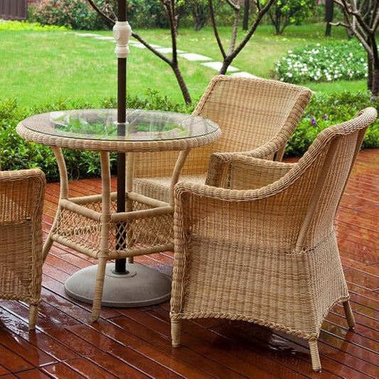 Dulles Glass 42 inch Round Glass Table Top Center Hole - Tempered - 1/4" Thick Glass Surface, Safe Flat Polished, Multipurpose for Patio and Outdoor Table