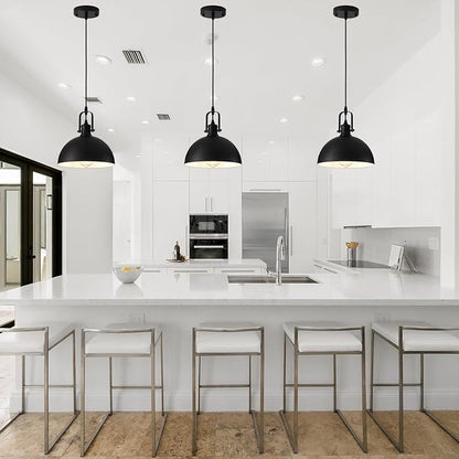 Kitchen Pendant Lighting Over Island, Matte Black Hanging Light Fixture, Pendant Lights for Dining Living Room Hallway