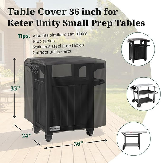 MR. COVER Outdoor Prep Table Cover, Compatible with 36 inch Keter Unity Small Portable Table, 600D Heavy Duty Waterproof for Grill Dining Kitchen Island Cart Protective, Outdoor Storage Cabinet Cover
